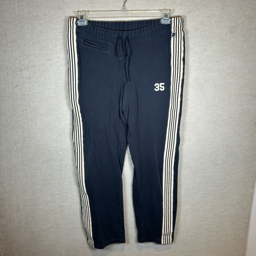 Blue Marlin Track Pants NYC Mens Medium Navy #35 Side Stripe Drawstring Athletic